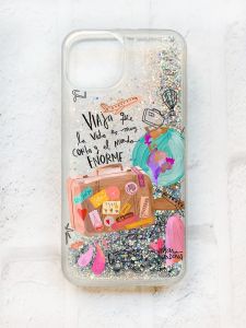 Чохол із плаваючими блискітками на iPhone 13 Срібний :: Настрій подорожувати (принт 329)