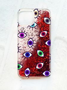 Чохол із плаваючими блискітками на iPhone 14 Червоний :: Різнокольорові очі (принт 336)