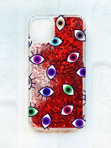 Чохол із плаваючими блискітками на iPhone 11 Червоний :: Різнокольорові очі (принт 336)