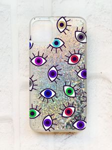 Чохол із плаваючими блискітками на iPhone 11 Срібний :: Різнокольорові очі (принт 336)