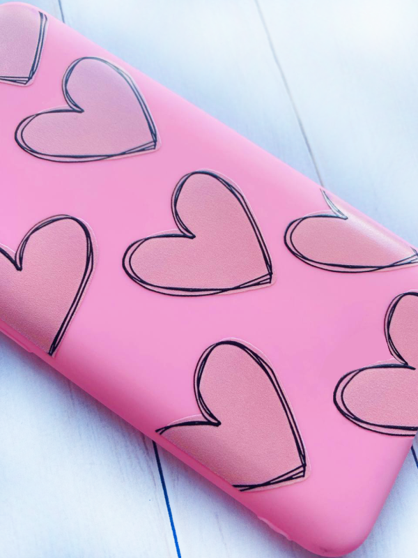 Матовий рожевий чохол на Samsung Galaxy A50 (2019) A505 Сердечка рожеві (принт 78)