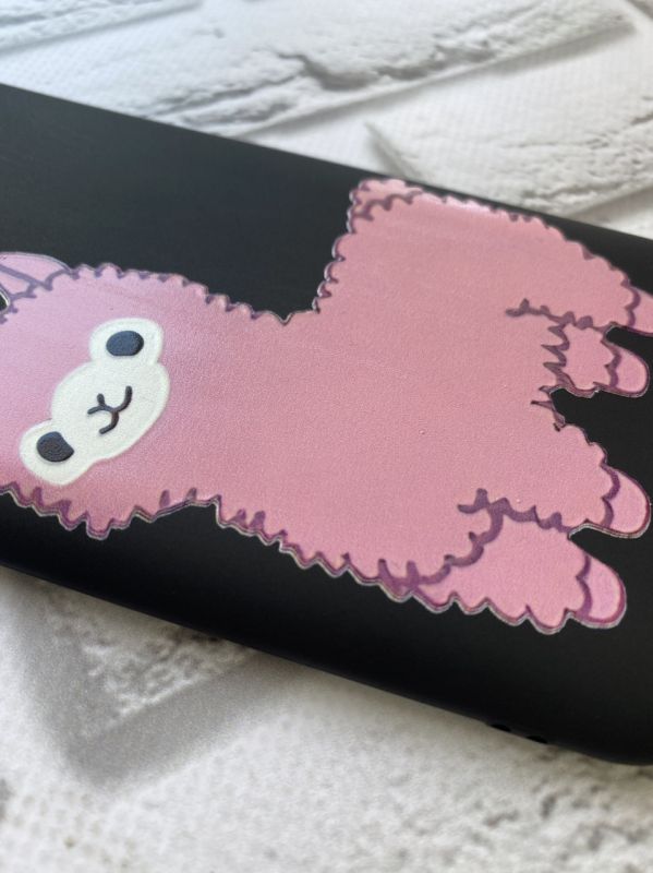 Матовий чорний чохол на Samsung Galaxy A31 дизайн Лама рожева принт 100