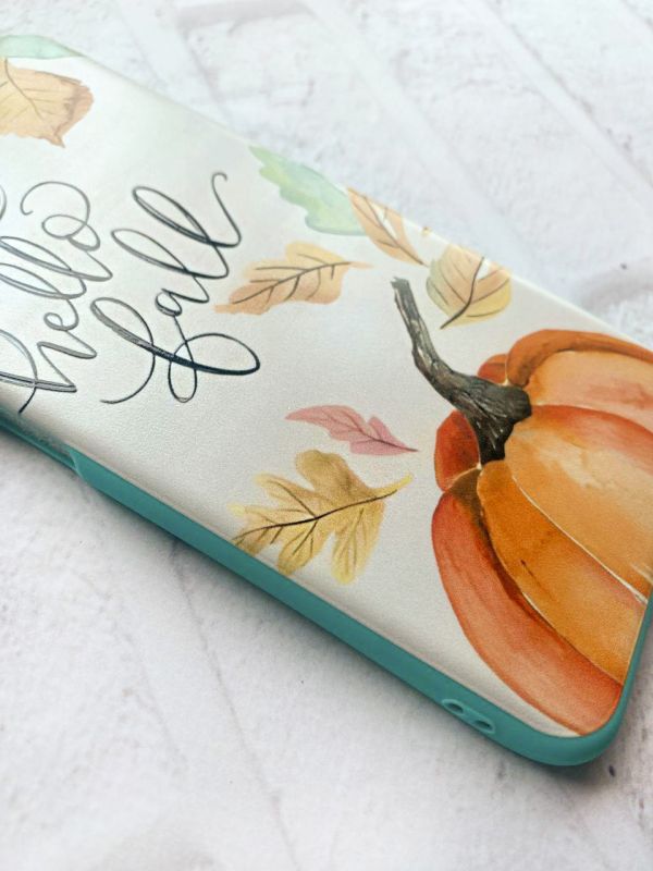 Чохол з бірюзовими боками на Samsung Galaxy A13 4G :: Привіт, осінь (принт 111)