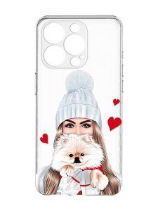 Чохол із захистом камери на  iPhone 15 Pro :: Дівчина з песиком (принт 142)