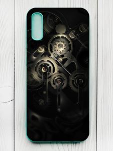 Матовий чохол з бірюзовими боками на Xiaomi Redmi 9А :: Механізм (принт 238)