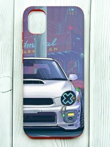 Матовий чохол з червоними боками на Samsung Galaxy A04E/A042 :: Авто аніме (принт 239)