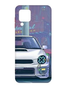 Матовий чохол з червоними боками на Samsung Galaxy M32/A22/M22 4G :: Авто аніме (принт 239)