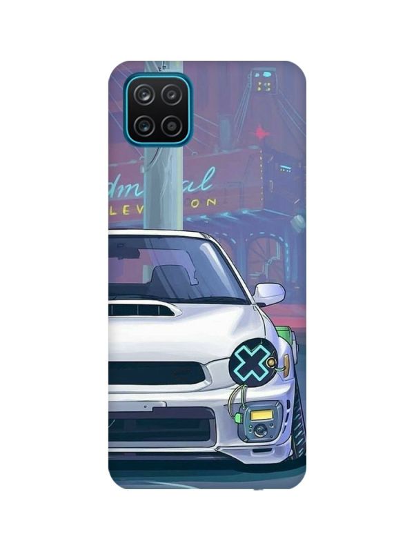 Матовий чохол з бірюзовими боками на Samsung Galaxy A12 :: Авто аніме (принт 239)