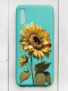 Матовий бірюзовий чохол на Xiaomi Redmi 9А :: Соняшник (принт 274)