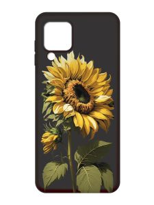 Матовий чорний чохол на Samsung Galaxy M32 / A22 / M22 4G :: Соняшник (принт 274)