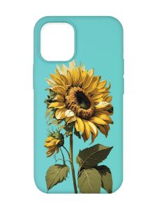 Матовий бірюзовий чохол на Apple iPhone 12/12 Pro (6.1) :: Соняшник (принт 274)