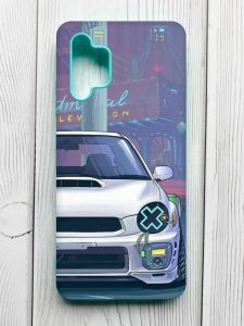 Матовий чохол з бірюзовими боками на Samsung Galaxy A32 :: Авто аніме (принт 239)