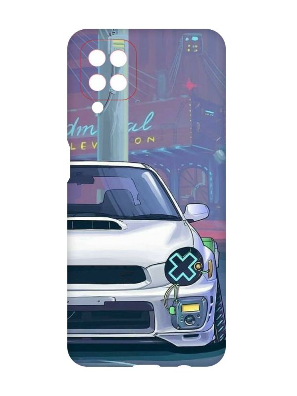 Матовий чохол з червоними боками на Samsung Galaxy A12 :: Авто аніме (принт 239)