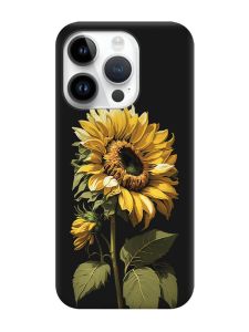 Матовий чорний чохол на Apple iPhone 14 Pro :: Соняшник (принт 274)