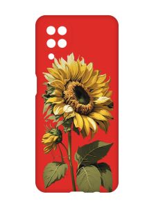 Матовий червоний чохол на Samsung Galaxy A12 :: Соняшник (принт 274)