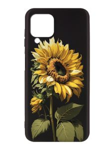 Матовий чорний чохол на Samsung Galaxy A12 :: Соняшник (принт 274)