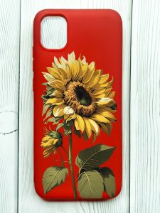 Матовий червоний чохол на Samsung Galaxy A04E/A042 :: Соняшник (принт 274)