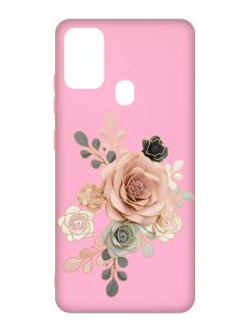 Матовий рожевий чохол на Samsung Galaxy M30s/M21 :: Троянди (принт 275)