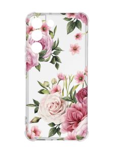 Чохол із потовщеними кутами на Samsung Galaxy S22 :: Рожеві квіти (принт 287)