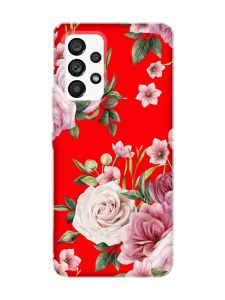 Матовий червоний чохол на Samsung Galaxy A53 4G/5G :: Рожеві квіти (принт 287)