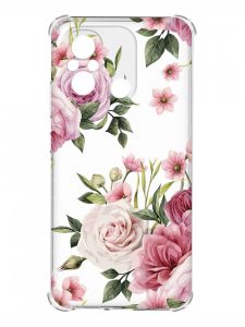 Чохол з потовщеними кутами на Xiaomi Redmi 12C :: Рожеві квіти (принт 287)