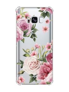 Чохол з потовщеними кутами на Samsung Galaxy S8 :: Рожеві квіти (принт 287)