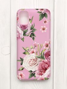 Матовий рожевий чохол на Samsung Galaxy A04E/A042 :: Рожеві квіти (принт 287)