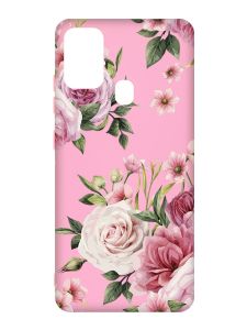 Матовий рожевий чохол на Samsung Galaxy M30s/M21 :: Рожеві квіти (принт 287)