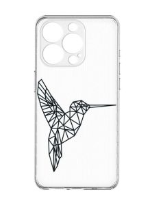 Прозорий чохол із захистом камери на iPhone 15 Pro Max :: Колібрі (принт 122)