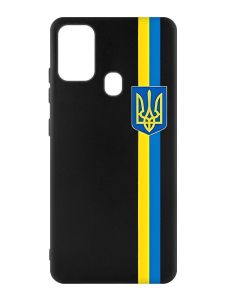 Матовий чорний чохол на Samsung Galaxy M30s/M21 :: Стрічка Україна (патріотичний принт 253)