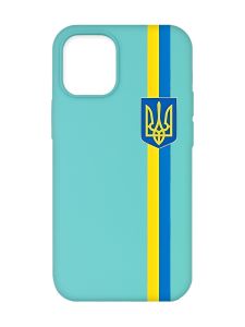 Матовий бірюзовий чохол на Apple iPhone 12/12 Pro (6.1) :: Стрічка Україна (патріотичний принт 253)