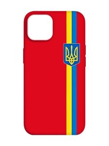 Матовий червоний чохол на Apple iPhone 14 :: Стрічка Україна (патріотичний принт 253)