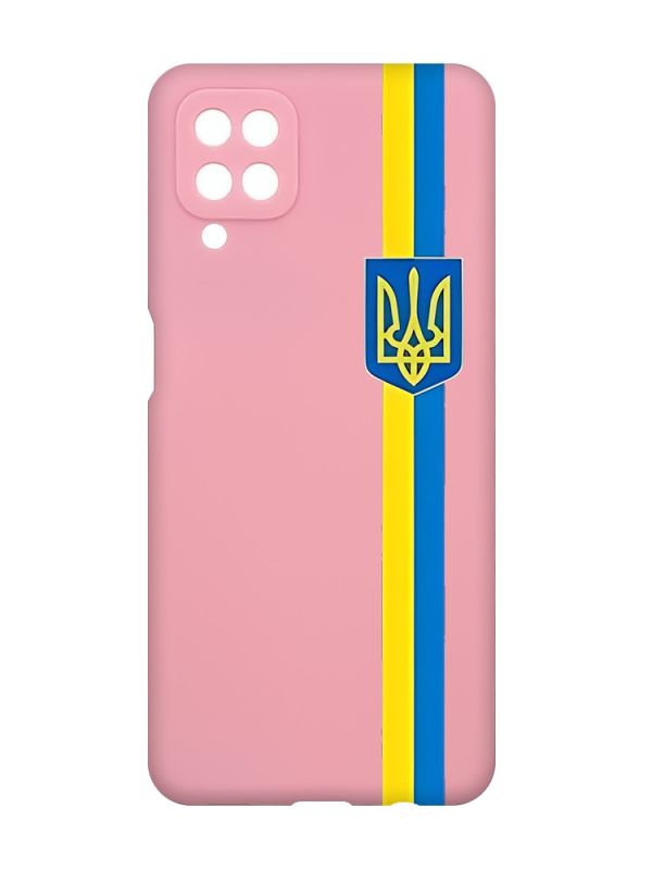 Матовий рожевий чохол на Samsung Galaxy A12 :: Стрічка Україна (патріотичний принт 253)