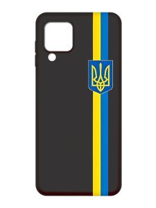 Матовий чорний чохол на Samsung Galaxy M32 / A22 / M22 4G :: Стрічка Україна (патріотичний принт 253)