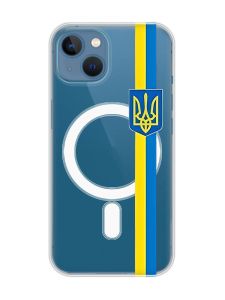 Магнітний чохол на iPhone 13 (6.1) із підтримкою MagSafe :: Стрічка Україна (патріотичний принт 253)