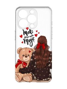 Прозорий чохол із захистом камери на iPhone 15 Pro Max :: Дівчина з ведмедиком (принт 188)