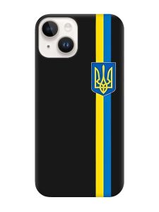 Матовий чорний чохол на Apple iPhone 14 :: Стрічка Україна (патріотичний принт 253)