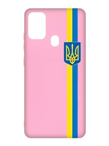 Матовий рожевий чохол на Samsung Galaxy M30s/M21 :: Стрічка Україна (патріотичний принт 253)