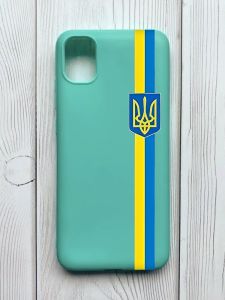 Матовий бірюзовий чохол на Samsung Galaxy A04E / A042 :: Стрічка Україна (патріотичний принт 253)