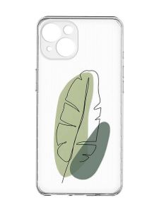 Прозорий чохол із захистом камер на iPhone 15 :: Листочок (принт 65)