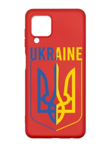 Матовий червоний чохол на Samsung Galaxy M32/A22/M22 4G :: Тризуб (патріотичний принт 254)