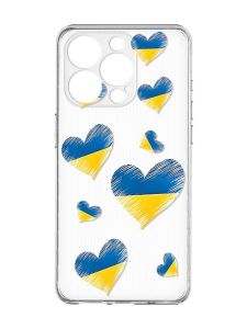 Прозорий чохол із захистом камери на iPhone 15 Pro Max :: Сердечка. Україна (принт 258)