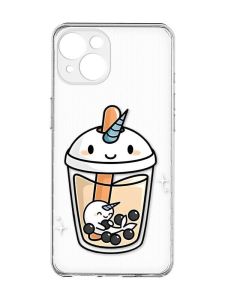 Прозорий чохол із захистом камер на iPhone 15 :: Коктейль Єдиноріг (принт 96)