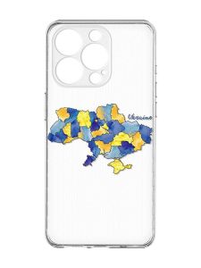 Прозорий чохол із захистом камери на iPhone 15 Pro Max :: Карта України (принт 261)
