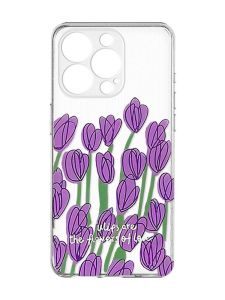 Прозорий чохол із захистом камери на iPhone 15 Pro Max :: Тюльпани (принт 265)