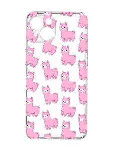 Прозорий чохол із захистом камер на iPhone 15 :: Лами рожеві (принт 101)