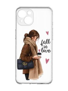 Прозорий чохол із захистом камер на iPhone 15 :: Дівчина з кавою (принт 112)