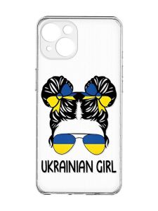 Прозорий чохол із захистом камер на iPhone 15 :: Українська дівчина (принт 113)