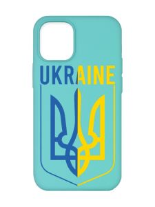 Матовий бірюзовий чохол на Apple iPhone 12/12 Pro (6.1) :: Тризуб (патріотичний принт 254)