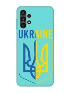 Матовий бірюзовий чохол на Samsung Galaxy A13 4G :: Тризуб (патріотичний принт 254)